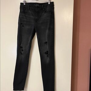 White House Black Market Black Distressed 5 Pocket Skinny Jeans w/Sequins